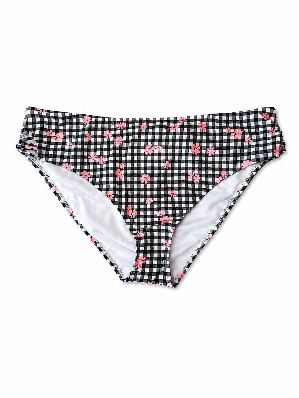 Decree High Rise High Leg Cheeky Bikini Bottoms Gingham Floral XXL NWT